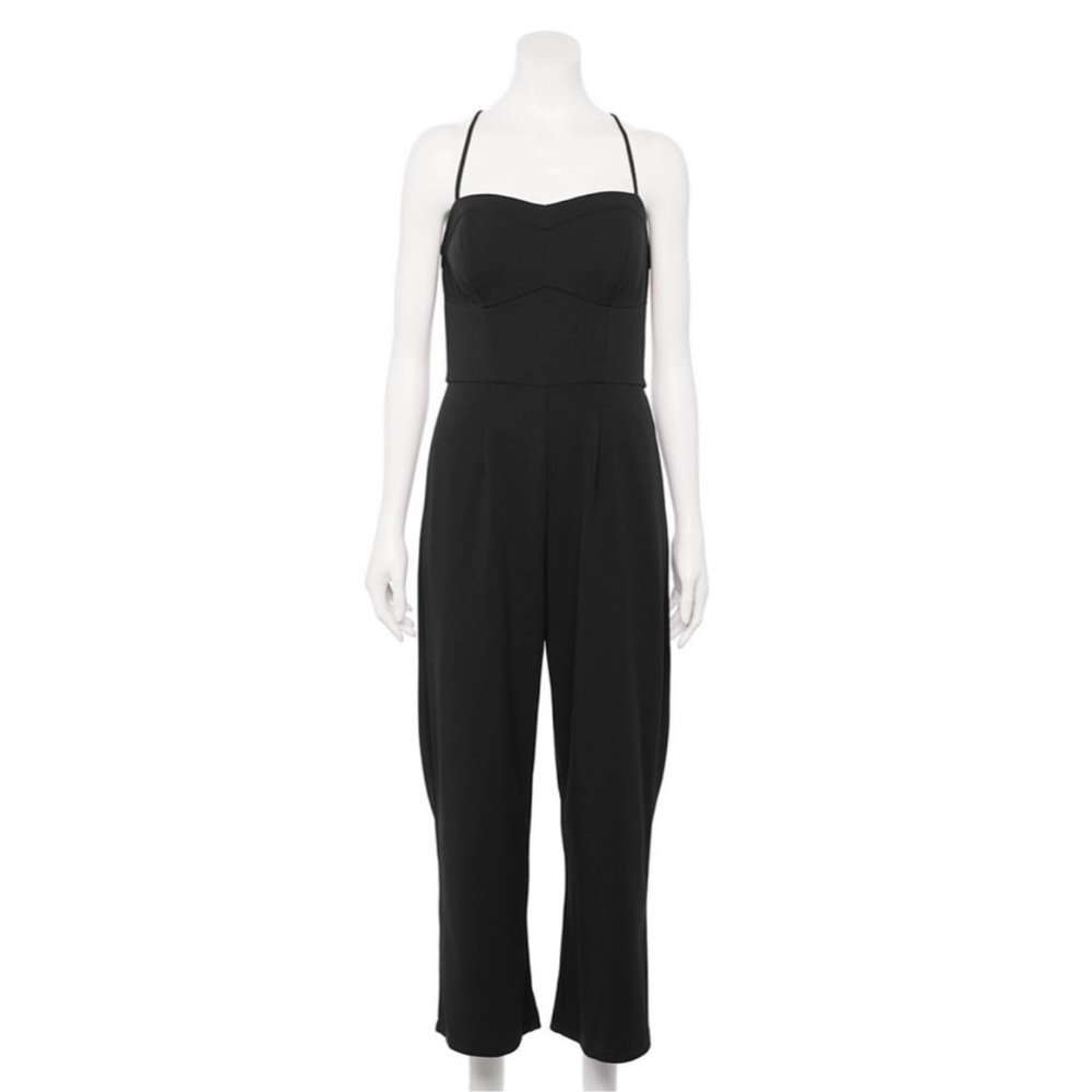 NWT Speechless Tie Back Jumpsuit with Pockets Black Juniors Size XXL